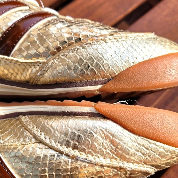 Vintage Michael Kors Leather Upper Gold Snake print speakers size 7M - Picture 6 of 12